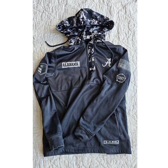 Colosseum Alabama Crimson Tide OHT Men Camo Quarter-Zip Hoodie Size S Charcoal‎ - Picture 1 of 4